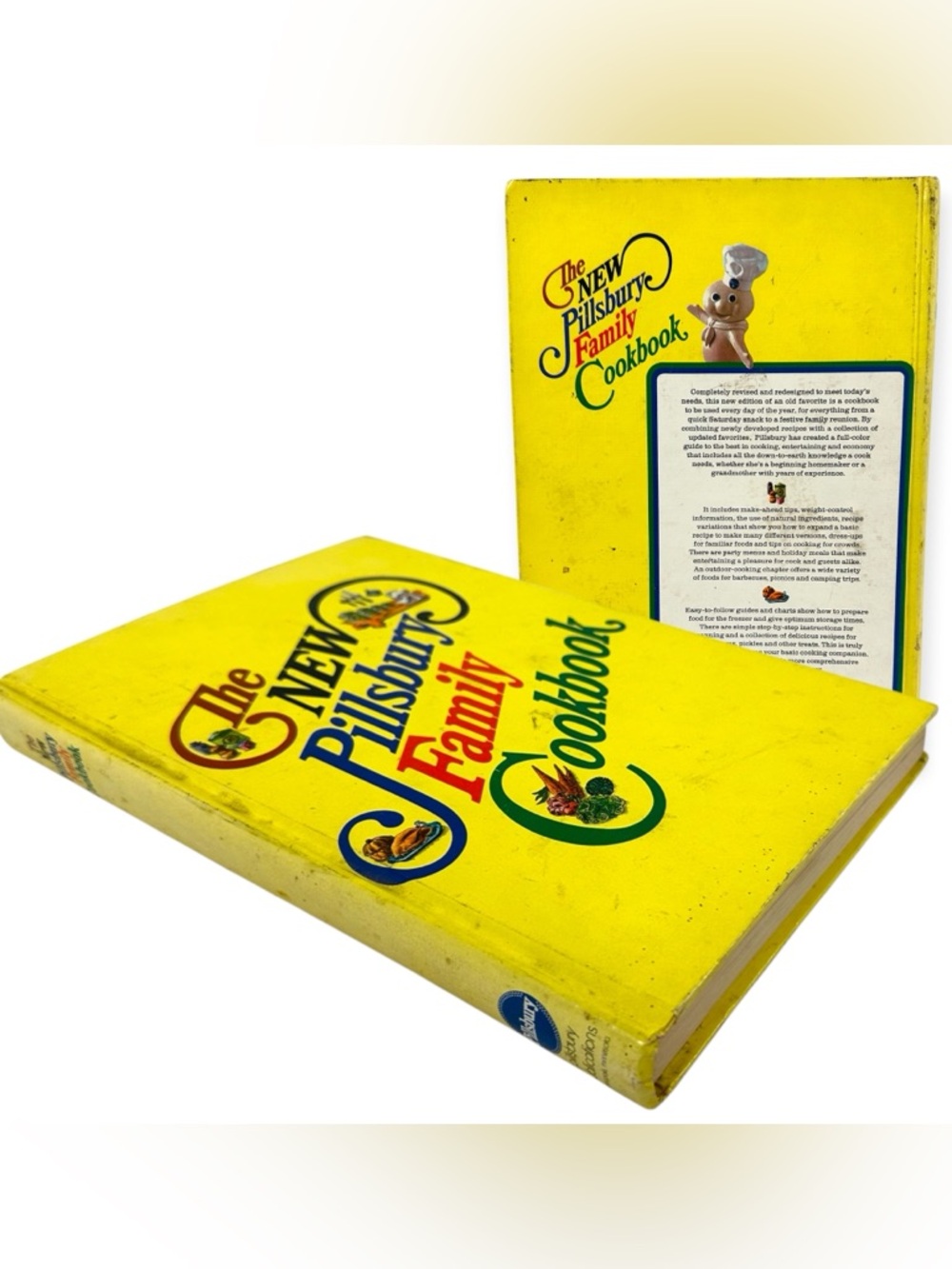 Vintage 1973 Pillsbury Family Cookbook Yellow Hardcover Vintage USA Doughboy